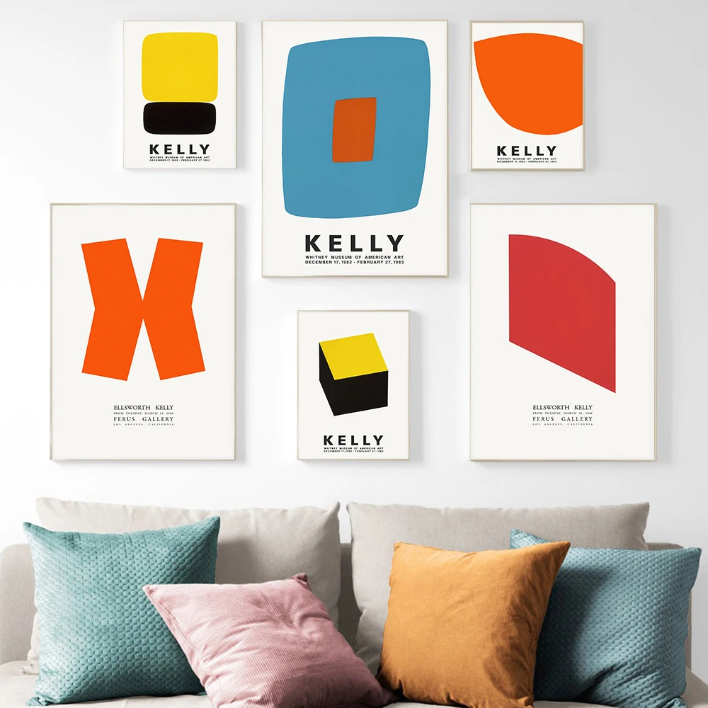 Ellsworth Kelly Abstract Exhibition Museum Canvas Poster Vintage Architect Print Painting Geometry Modern Living Room Home Decor