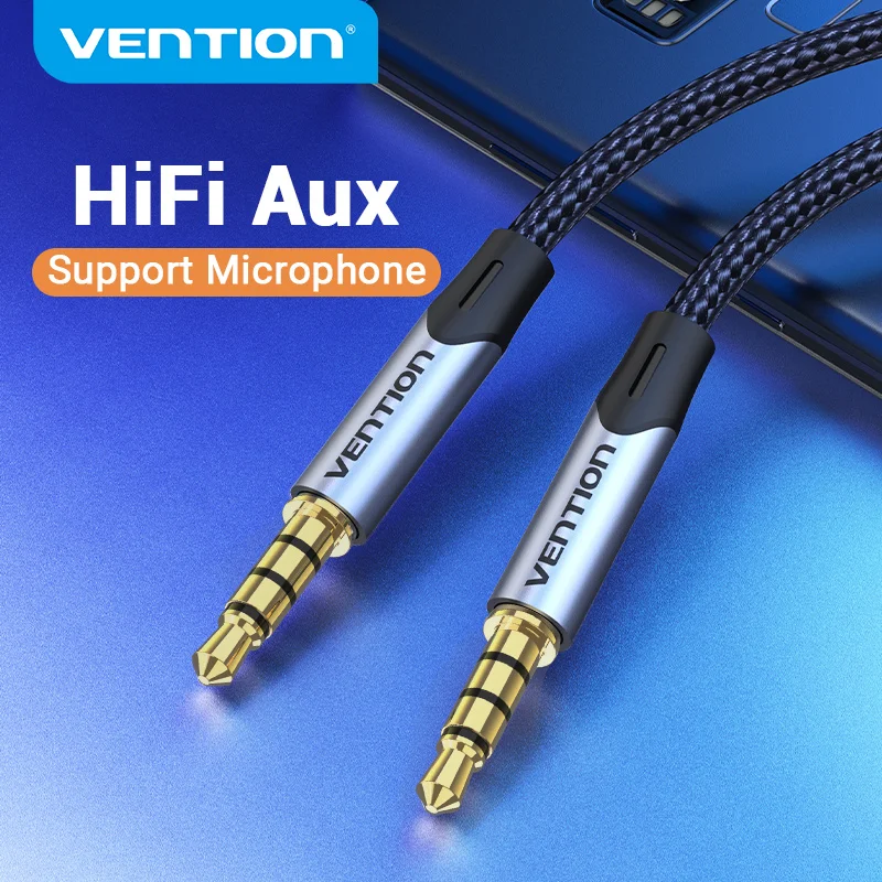 Vention Jack 3,5-Cable auxiliar macho a macho, Conector de Audio HiFi de 3,5mm para guitarra, coche, micrófono, auriculares, altavoz