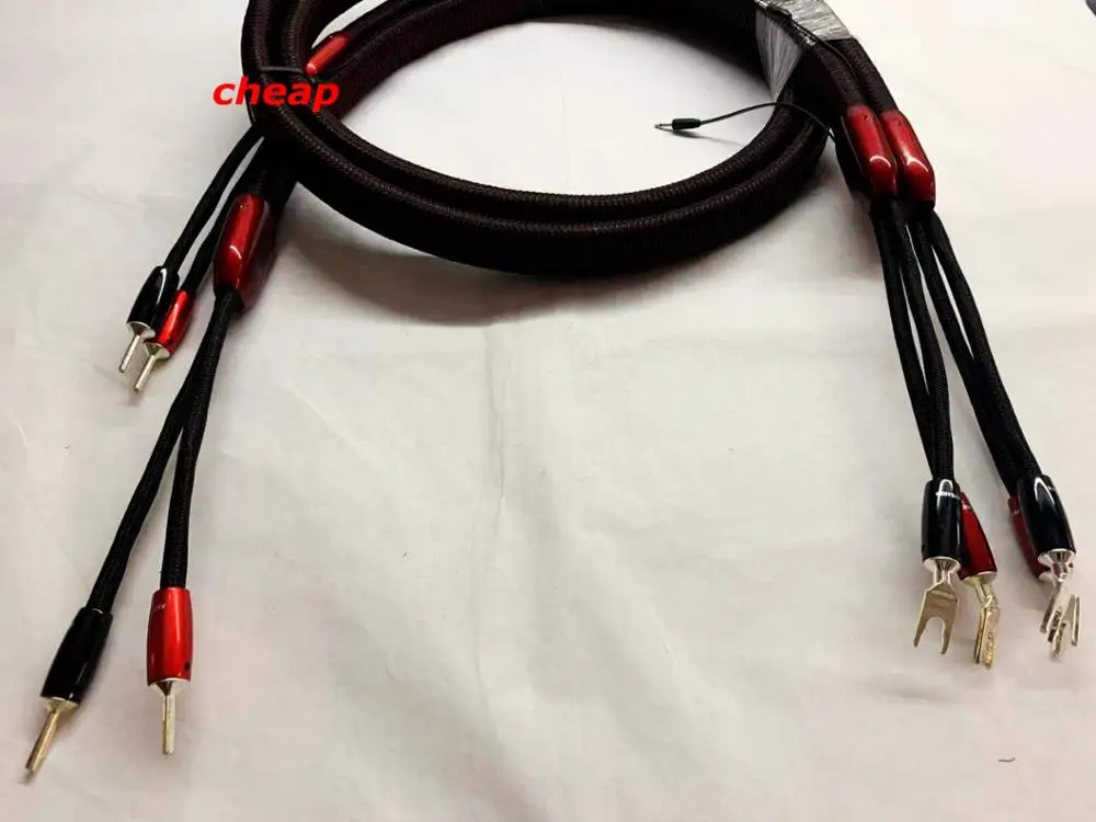 Free shipping--Redwood Speaker Cable Pair 2.5M Silver Spade Plugs 72V DBS audioquest cable