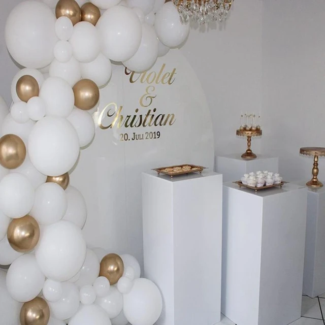 

4pcs)Wedding Supplier Acrylic Backdrop Wedding Acrylic White Round Acrylic mental Gold Plinth Wedding Display Stand yudao750