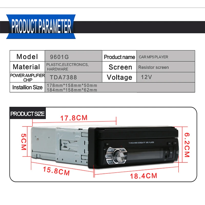 Podofo 1 Din Car Radio Stereo 7\