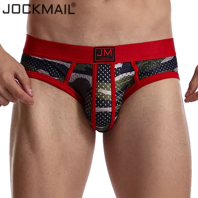 JOCKMAIL Breathable Green camouflage mesh Silk Men Underwear Men Briefs Mens Slip Cueca Gay Male Panties Underpants Briefs Nylon