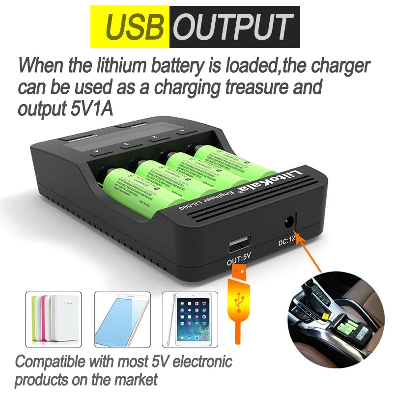 LiitoKala Lii-600 Lii-500 Battery Charger Li-ion 3.7V and NiMH 1.2V 18650 26650 21700 26700 AA AAA SC C Capacity test