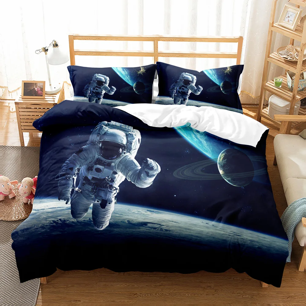 

Space Kids Astronaut Bedding Set Cartoons Duvet Covers With Pillowcase Cat Bed Sets Boys Girls Bed Cover Sets 2/3pcs