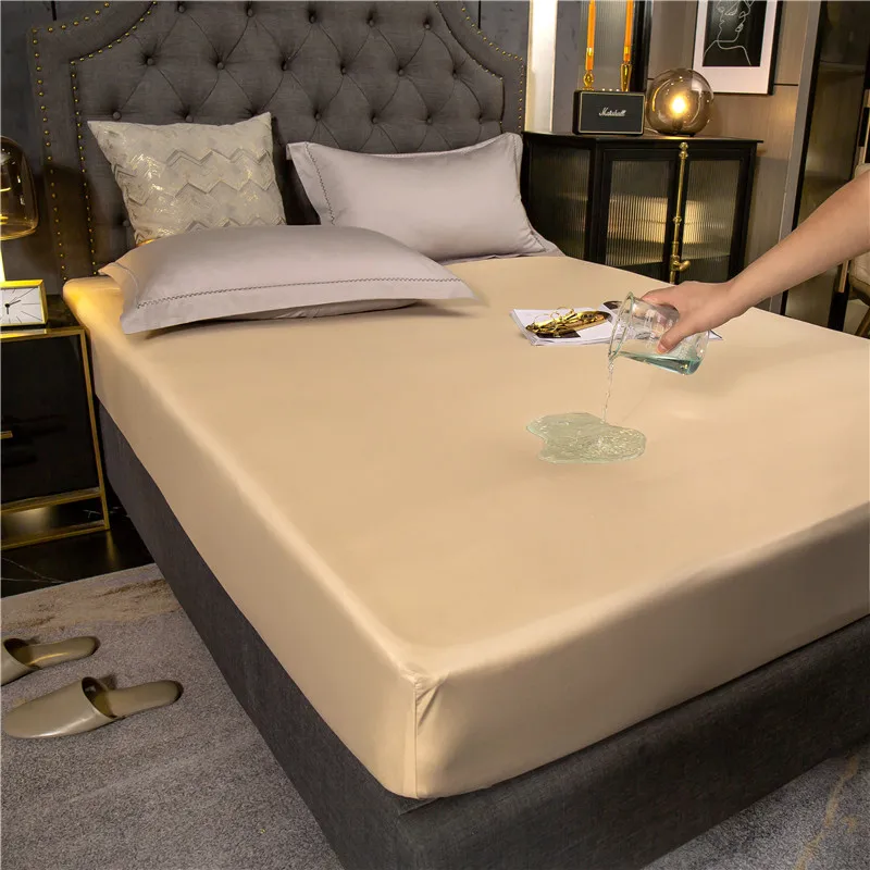 Home Waterproof Fixed Bed Sheet King Size Double Bed Sheet Bed Cover All-around Elastic Rubber Band Bed Cover