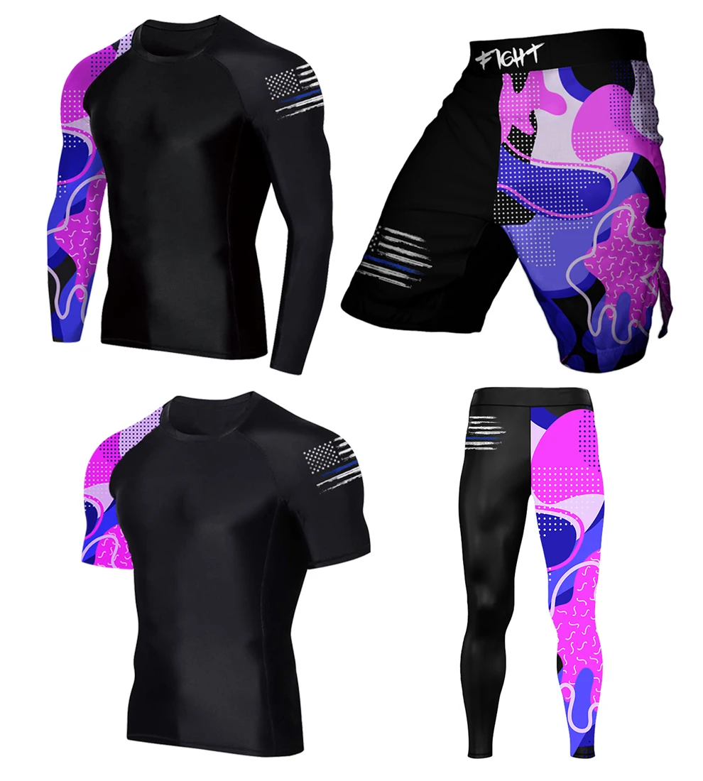 

Men Long sleeve Short Sleeve Rashguards, MMA BJJ Training Spats and Shorts