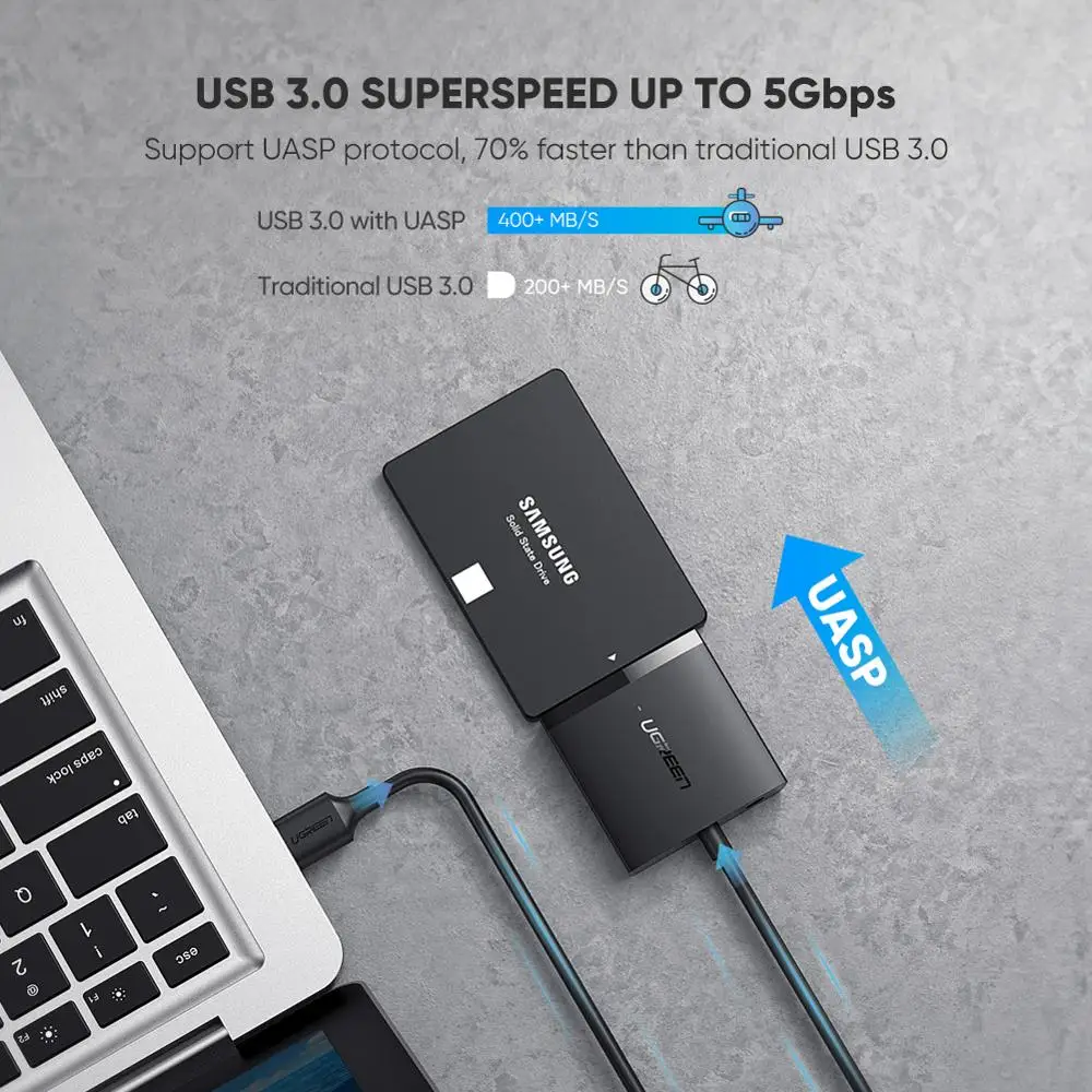 Cavo adattatore UGREEN SATA a USB 3.0 con convertitore UASP SATA III a USB per dischi rigidi da 2.5 \