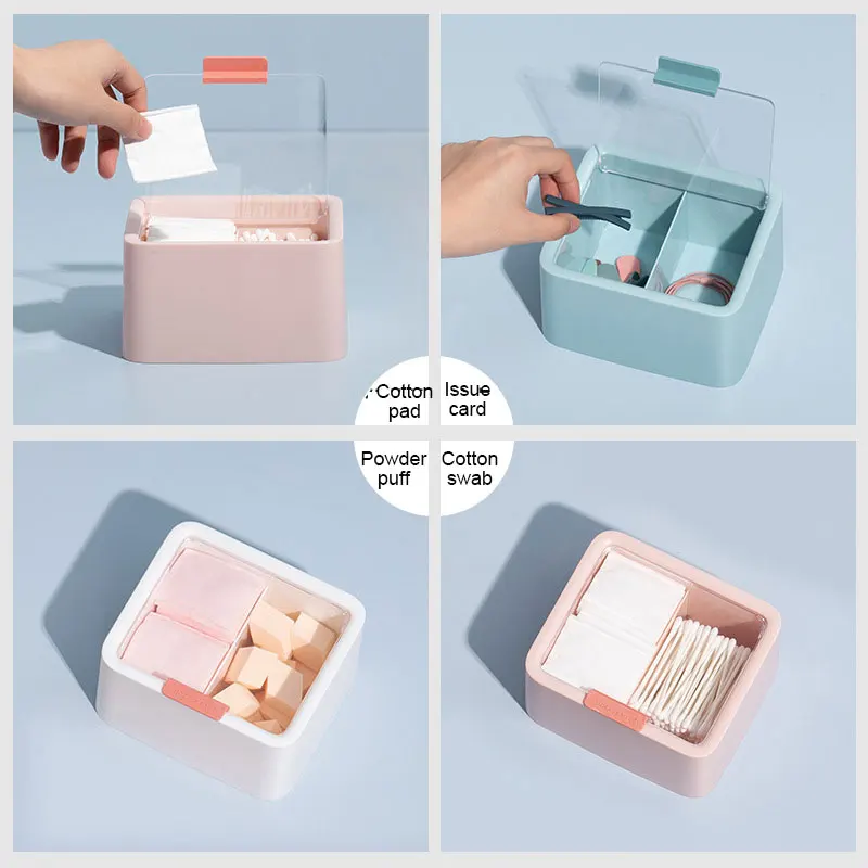 Cute Double-layer Cotton Swab Makeup Organizer Storage Box Portable Container Cotton Pad Holder Cosmetics Organizer Gifts