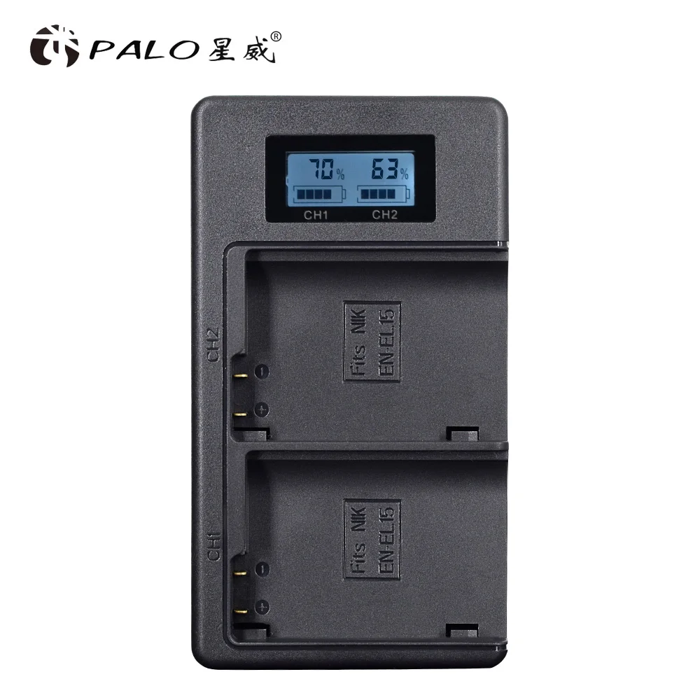 

PALO EN-EL15 LCD Display Rechargeable Li-ion Battery Charger comes with USB for Nikon V1 D600 D610 D750 D800 D810 D7000 D7200