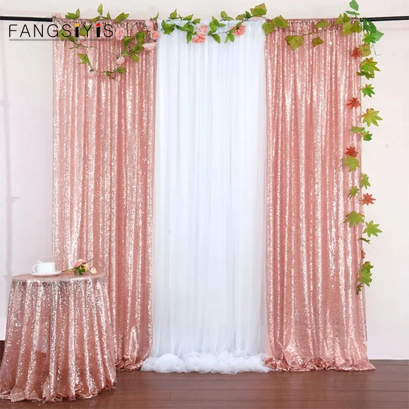 2PCS 2x8ft Fabric sequin Background curtain Photo booth Backdrop Wedding Curtain ForChristmas/party Decor Photography background