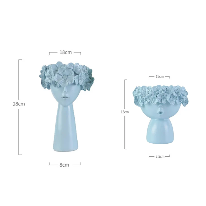 Nordic Home Decoration Resin Vase Statue Sculpture Makeup Brush Holder Storage Box Pen Holder Creative Flower Pot Art Supplies