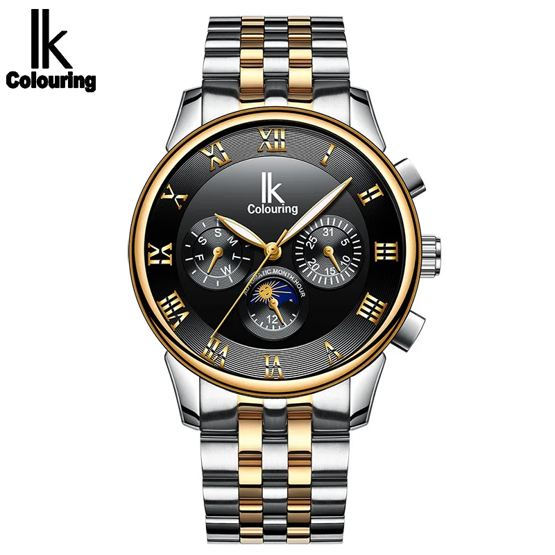 

IK Colouring Automatic Watch for Men Skeleton Men Mechanical Wristwatches Stainless Steel Strap Relogio Masculino Luxury Watch