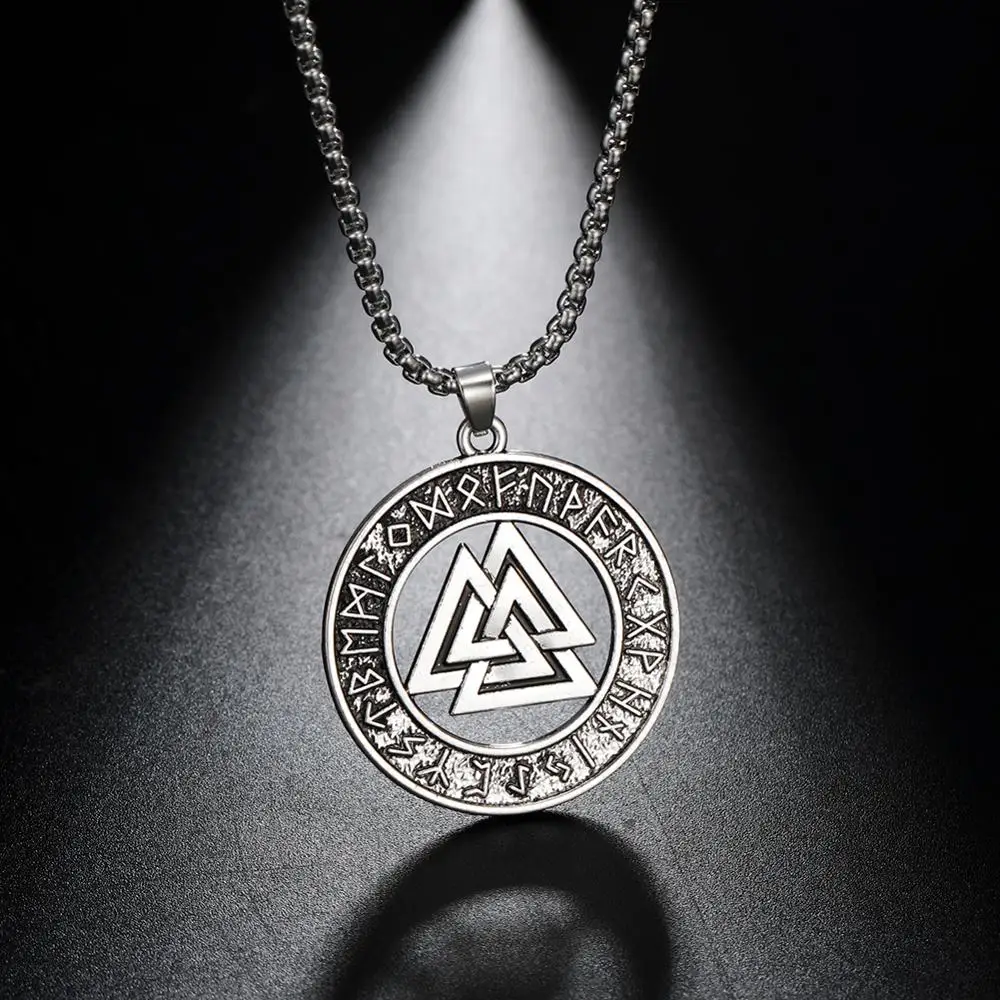 Teamer Vintage Männer Ethnische Viking Halskette Warrior Skandinavischen Amulett Valknut Odin der Symbol von Nordischen Runes Anhänger Halskette