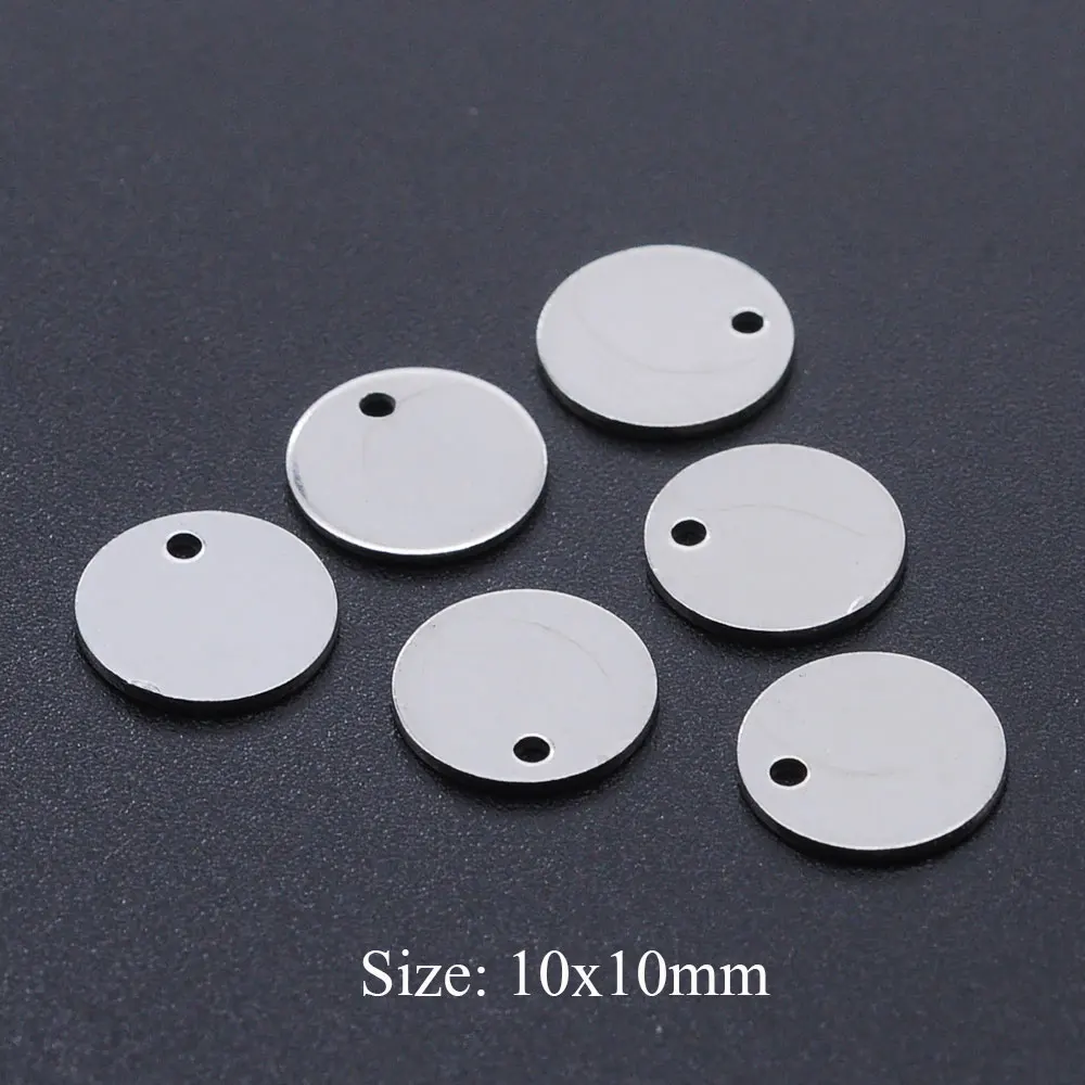 10pcs/lot 316 Stainless Steel    6mm-12mm Round Blank Charms Wholesale Top Quality Never Tarnish Jewelry Making Charms