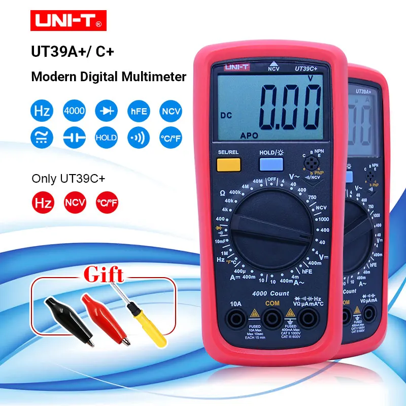 

UNI-T UT39A+/C+/E+ Digital Display Multimeter True RMS Manual Range NVC AC DC Ammeter Voltmeter Professional Electrician Tester