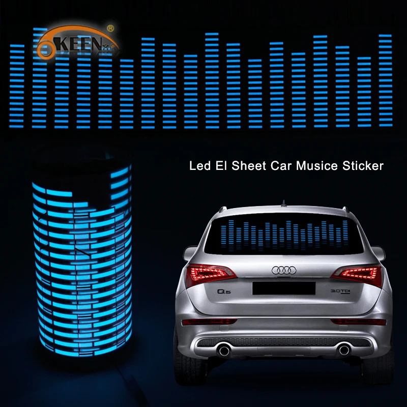 

90x25cm 45x11cm Car RGB LED Music Rhythm Flash Light Sound Activated Sensor Equalizer Rear Windshield Sticker Styling Neon Lamp