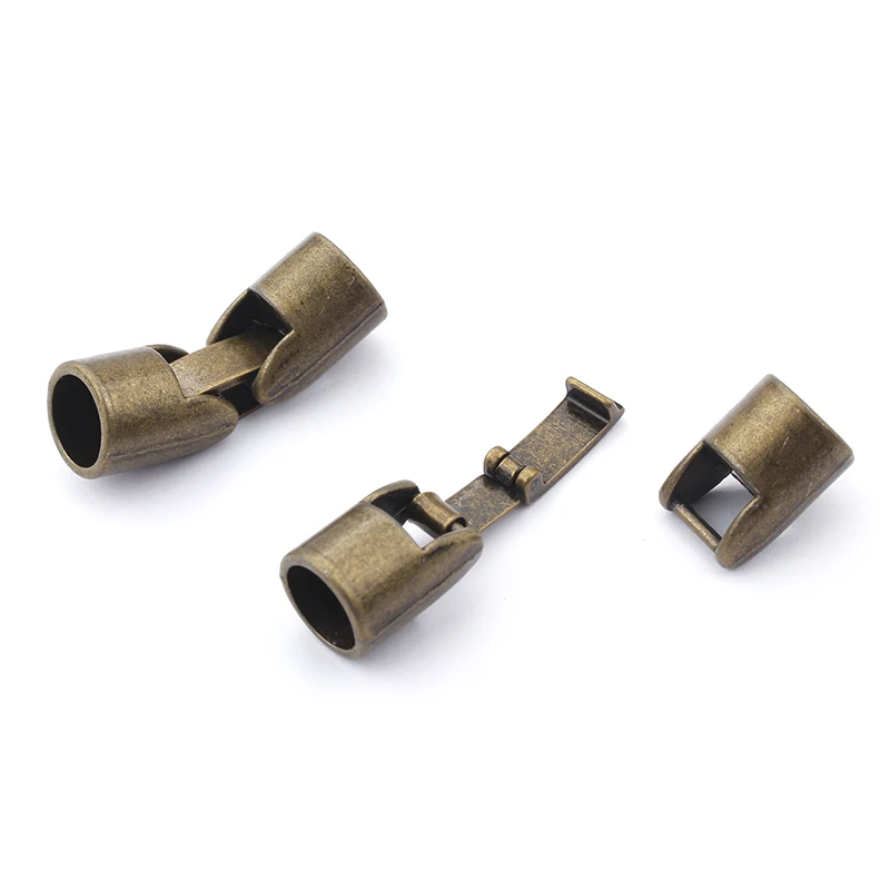 5sets Antique Silver 8mm Cord End Snap Clasps For 8mm Round Leather Bracelet Connector Jewelry Findings Accessories