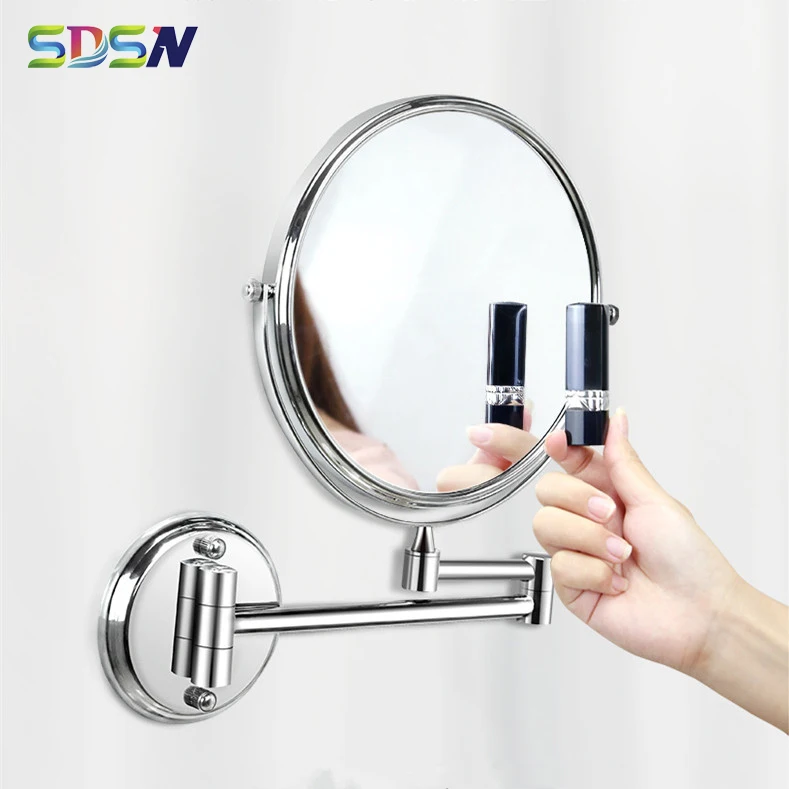 

Chrome Bathroom Mirrors SDSN 5x Magnifying Bathroom Mirror 8 Inch Copper Bath Mirrors Fashion Lady 2 Face Cosmetic Mirror