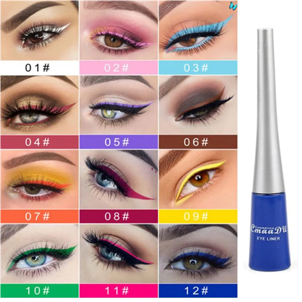 ON SALE-Colorful Waterproof Make Up Eyeliner Pencil Fast Dry Matte White Red Blue Green Makeup Liquid Eye Liner Pen Maquillaje