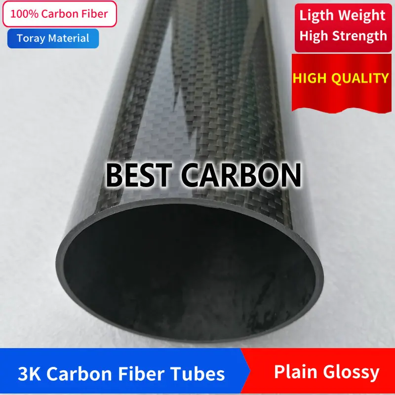 Free shiping30 31 32 34 35 36 38 40 42 44 47 50 55 60mm,500mm length High Quality Plain glossy 3K Carbon Fiber Fabric Wound Tube