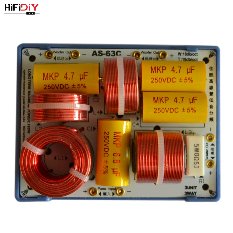 HIFIDIY LIVE AS-63C 2.5/3 Way 3 speaker Unit (Tweeter +mid-bass +bass) HiFi Speakers audio  Frequency Divider Crossover Filters