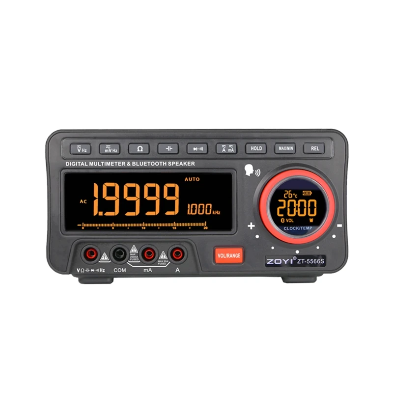 

ZT-5566S Digital Multimeter AC/DC Current Voltage Temp Meter 19999 Counts Auto Multimetro Wireless APP BT Speaker Alarm Clock