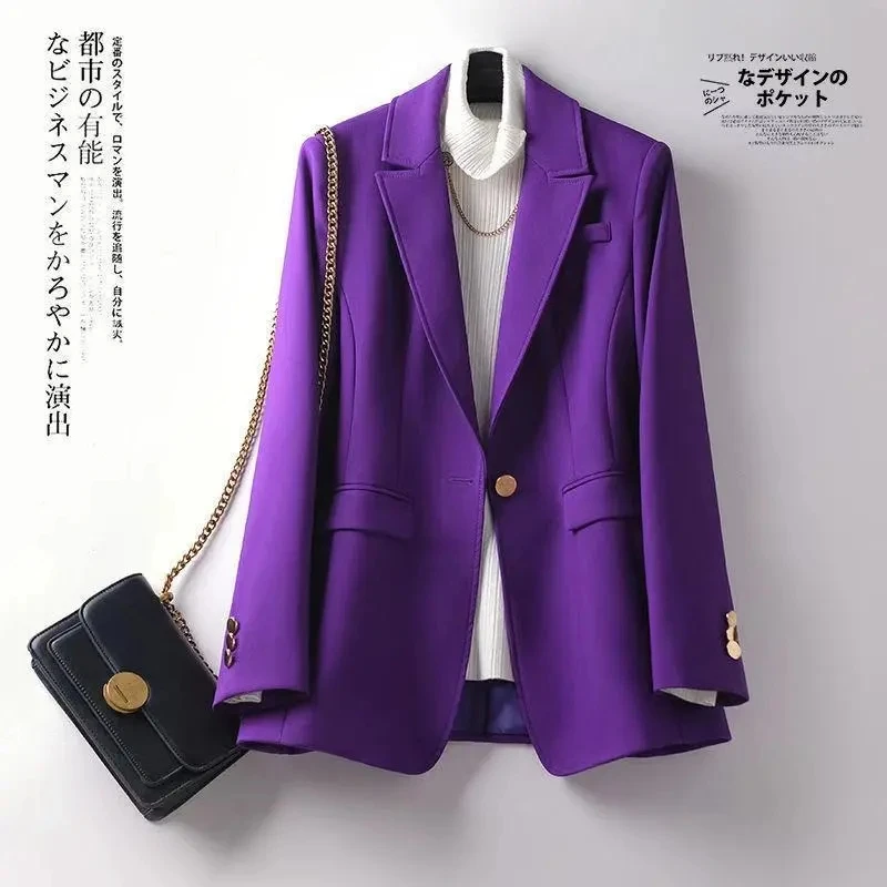 Purple Professional Fall Outfits Women Korean Fashion Temperament Elegant Suit Ankle-Length Pants Two-piece Sets Womens Outifits