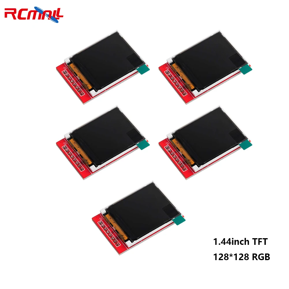 RCmall-pantalla TFT de 5 piezas V1.1, módulo LCD SPI de 1,44 pulgadas, ST7735S, controlador IC de 128x128, compatible con 65K, 3,3 V-5V para Arduino u no R3