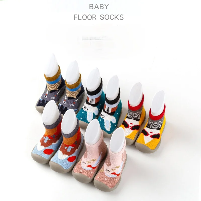 Children Anti-slip Shoes Newborn Baby Boy Girl Cotton Non-slip Floor Socks Rubber Sole Cartoon Indoor Infant Shoe