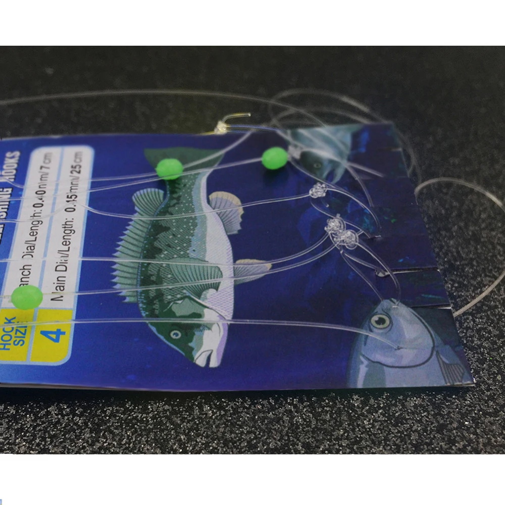 Sabiki Angelsets Köder Weiche Oktopus-Köder Leuchtende Glühperlen Feder Fischhaut Schnur-Haken Salzwasser-Angeln 1/3 Pack 1/0 # – Detail 2