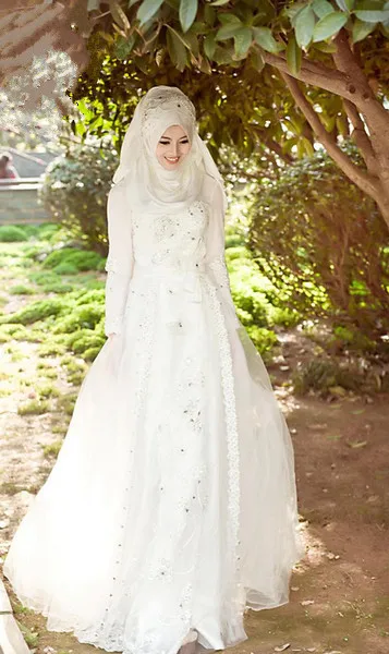 Plus größe langen Ärmeln Hohe Muslimischen Spitze Perlen kristalle ausgestattet auf Islamischen Hohe Qualität Brautkleid 2021 Bespoke Hochzeit Kleider