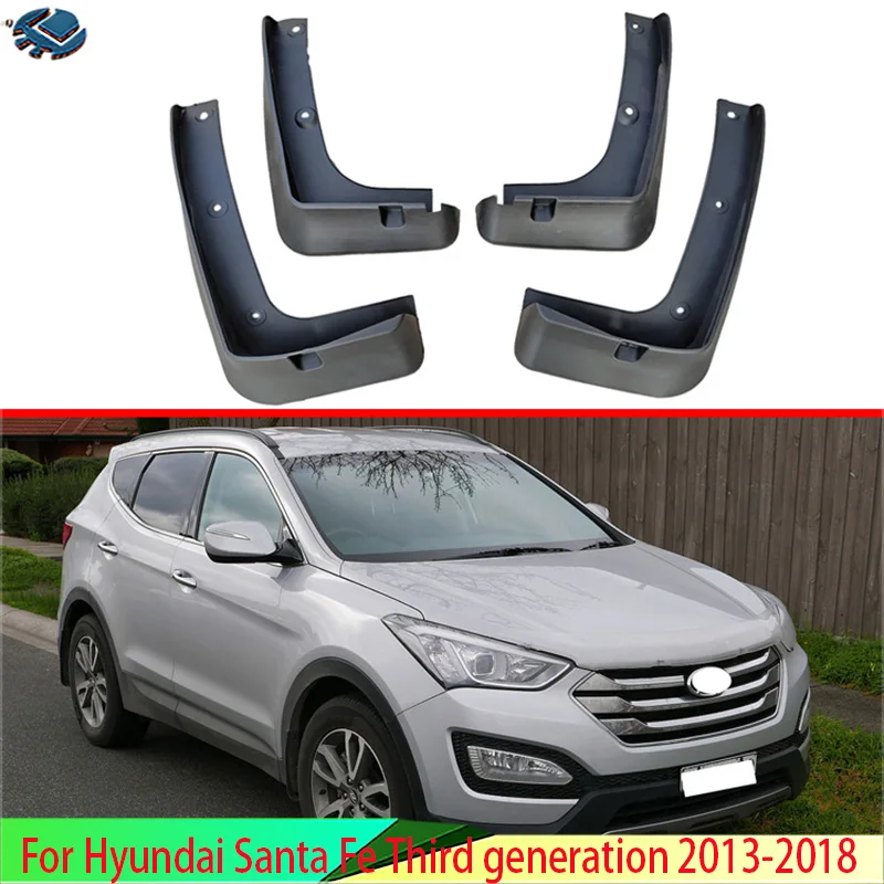 For Hyundai Santa Fe Third generation 2013-2018 4PCS Mud Flaps Splash Guards Fender Mudguard Kit Mud Flap Splash Guards Mudguard