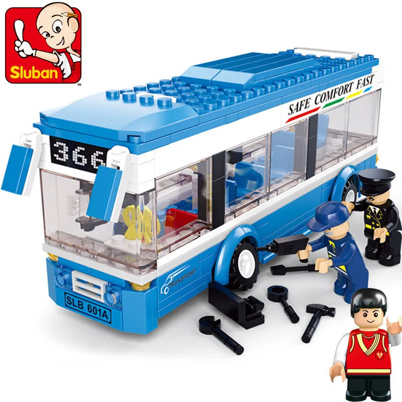 235Pcs City Single-decker Express Bus Car Building Blocks DIY Creation Bricks Juguetes Brinquedos Educational Toys for Children