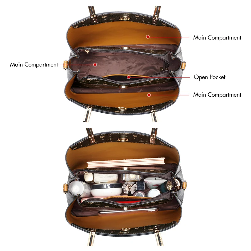 FOXER Lady Elegant Handbag Large Capacity Tote Signature Women's Monogram PVC Shoulder Crossbody Bag with Adjustable Strap