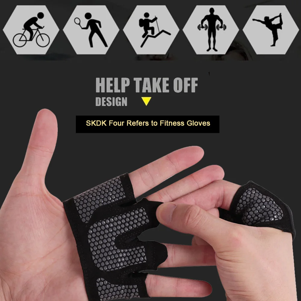 SKDK Anti-skid Gym Gloves Breathable Half-Finger Fitness Gloves Crossfit Workout Dumbbell Training Sports Gloves Exercise Gloves
