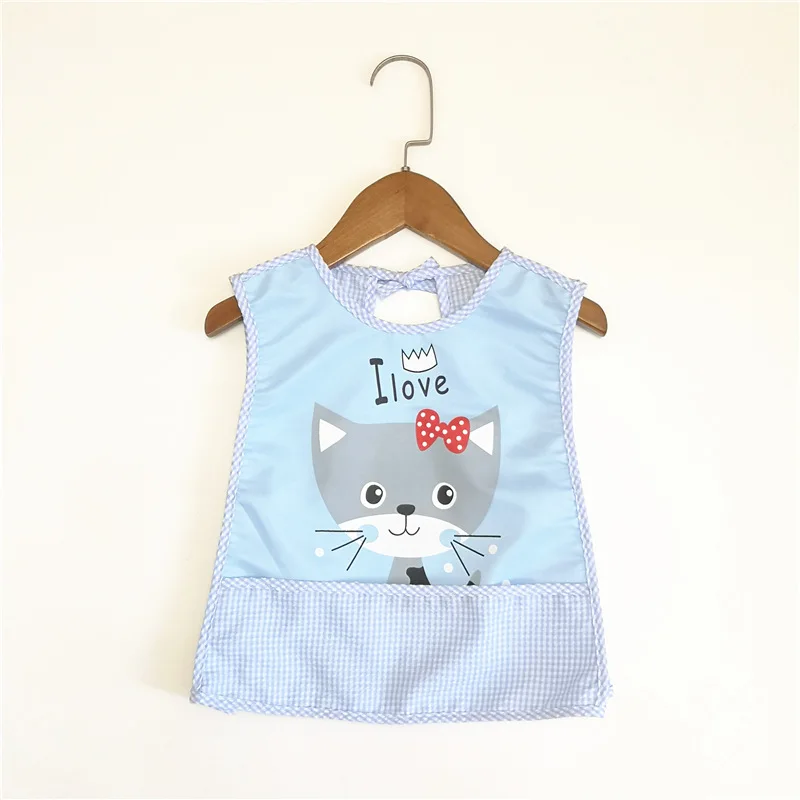 Cartoon animal baby boy bib cloth waterproof adjustable girl short-sleeved plastic breastfeeding practice eating children apron