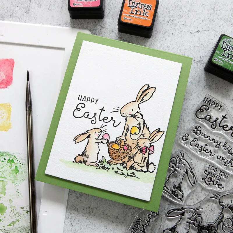 Happy Easter Clear Stamps New Baby Tea Time Fun Sweet Kindly Mice Rabbit Stamps for DIY Scrapbooking Paper Cards Crafts