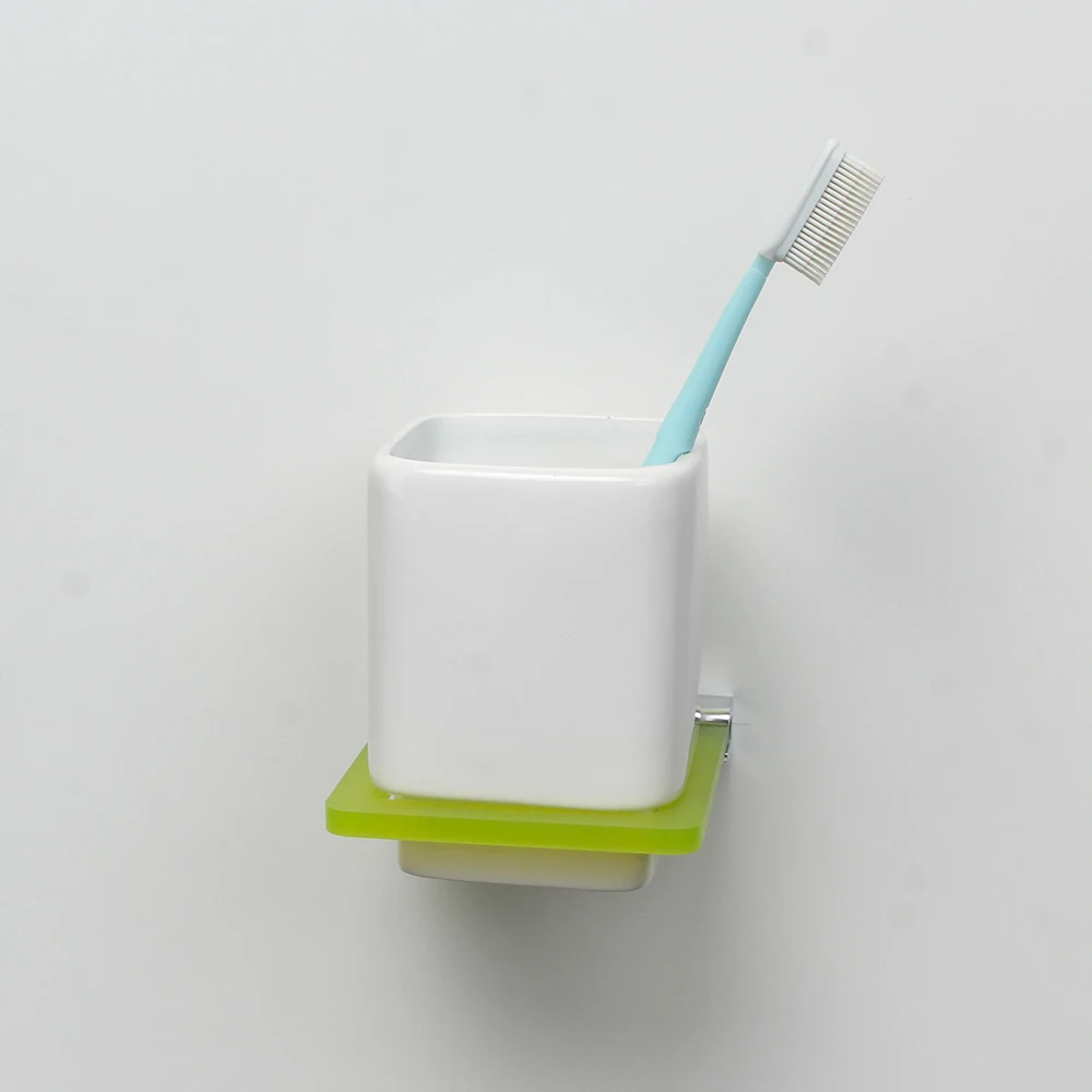

Europe Tumbler Holder Aluminum & Acrylic Ceramic Holder For Toothbrush Wall Mounted Toothbrush Holder Colorful Bathroom Products
