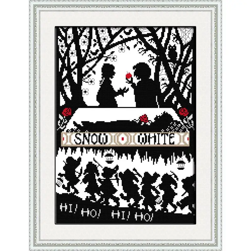 Fiaba Personaggio Dei Cartoni Animati Serie in Bianco E Nero di Stampa Punto Croce Kit 14CT in Bianco E Nero Del Ricamo Kit Principiante Fai da Te