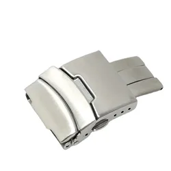 18mm 20mm 22mm 24mm Silver Stainless Steel Watch Band Clasp 304L Solid Metal Folding Safety Deployment Buckle Accessories