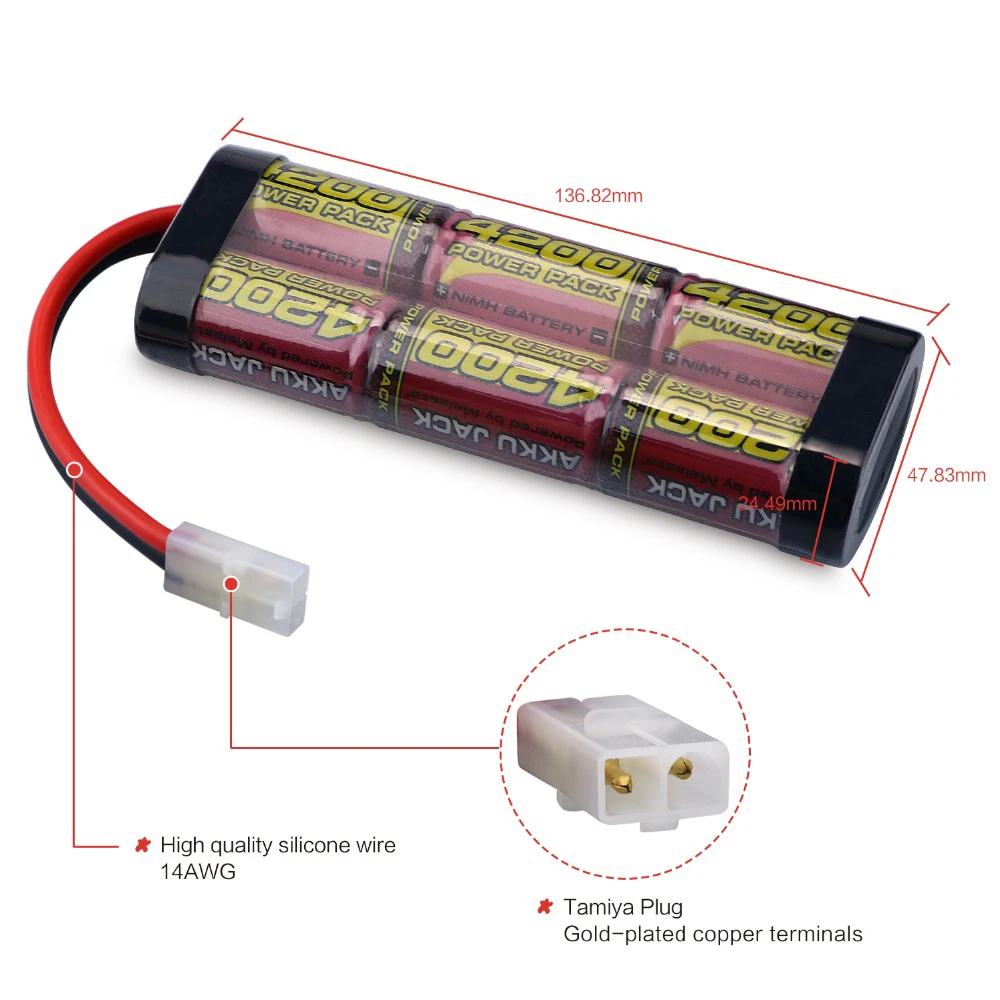 2 paczka 4200MAH 7.2V Nimh RC akumulator samochodowy ze złączami Tamiya dla samochodów RC Duratrax, elektryczne Rc Monster Trucks