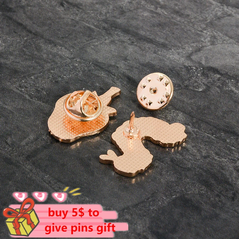Caterpillars and Strawberry Cartoon Pins Fruit Brooches Enamel Pins Lapel Pin Couple Funny Cute Jewelry Gifts for Kids Wholesale