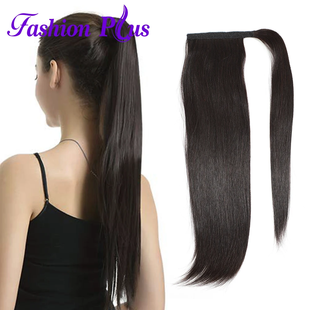 

Long Peruvian Ponytail Human Hair Extensions Straight Remy Hairpiece Magic Wrap Around Clip In Ponytail For Women