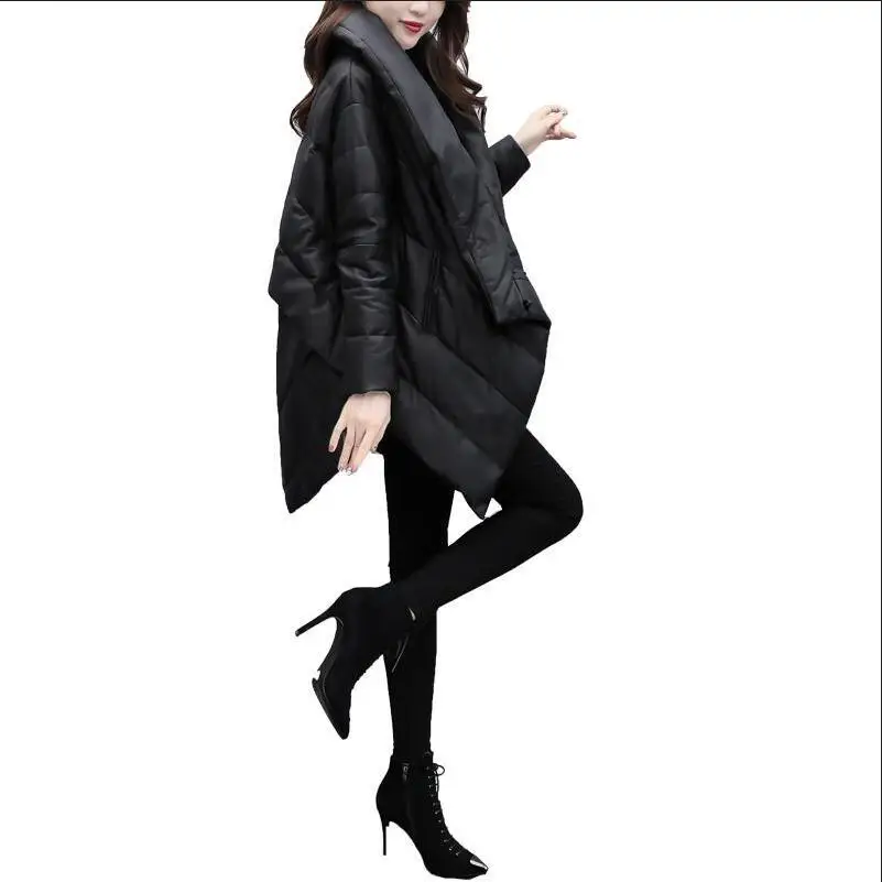 Winter 2020 New Long Sleeve Solid Color Irregular Black Cotton Warm Coat loose Large Size Jacket Fashion Women\'s Windbreaker