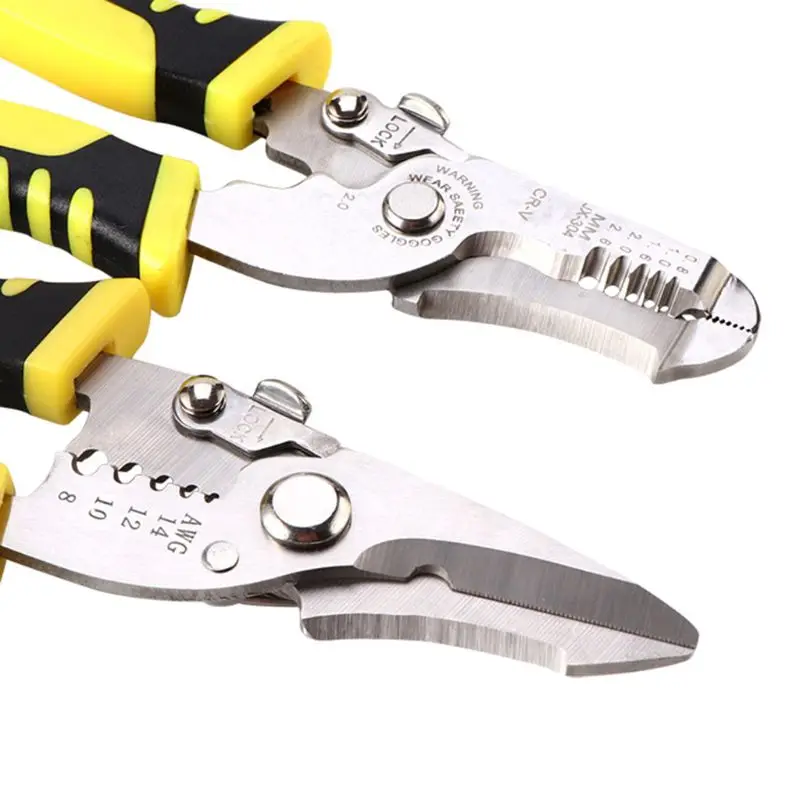 Multifunctional Wire Stripper Pliers Cable Cutter Crimping Stripping Hand Tool Rubber Handle