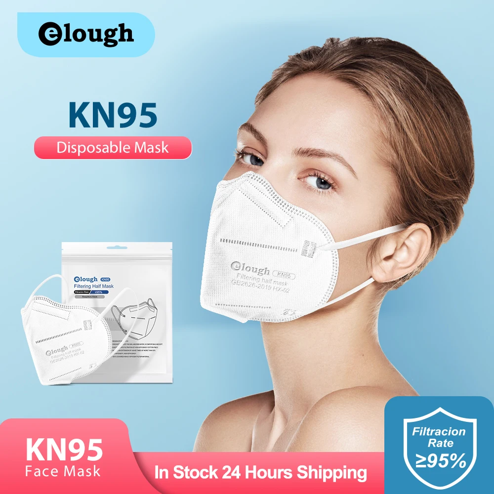 Elough-Mascarillas protectoras KN95 de 5 capas, máscaras FPP2, FFP2, Homologadas en España, respirador FP2, 10-100 unidades