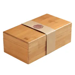 1pc Bamboo Present Box Tea Container High-end Wooden Tea-leaf Kitchen Cupboard Organiser for Gift Home Elders Home Decoration