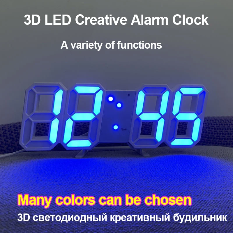 3D Large LED Digital Wall Clock Date Nightlight Display Table Desktop Clocks USB Electronic Luminous Alarm Clocks Home Decor