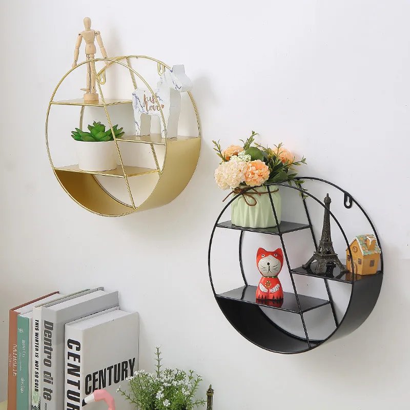 Metal Decorative Wall Frame, Iron Ring, Nordic Circular Hexagon Iron Storage Rack, Wall Hanging, Home and Office Decoration