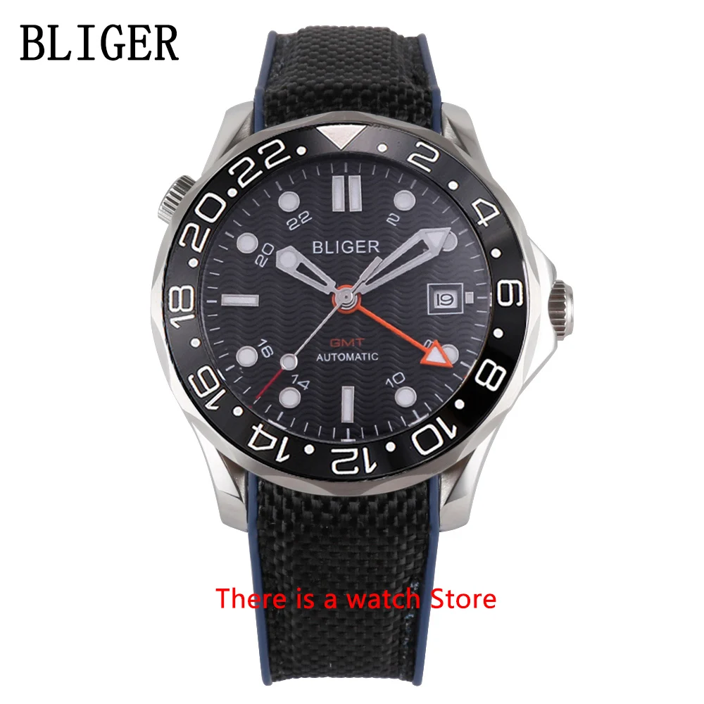 

Bliger 41mm High quality Automatic Mechanical Men Watch GMT Movement Luminous Waterproof Calendar Sapphire Glass Wristwatch Men